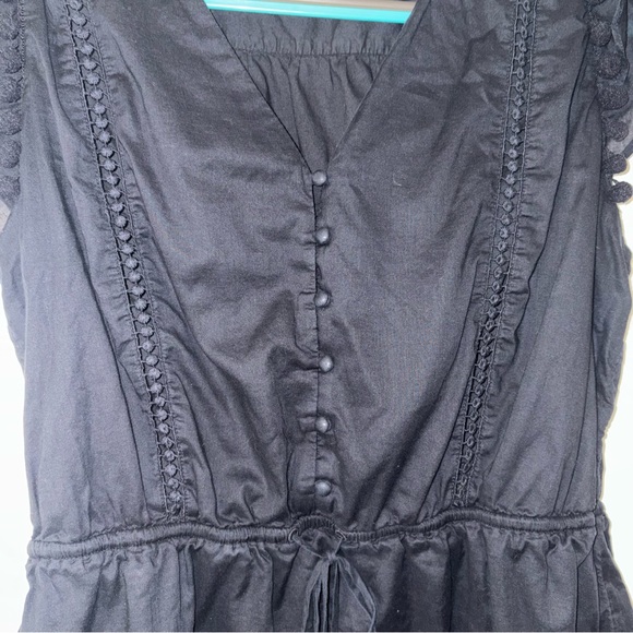 Point Sur by J.Crew Black Blouse with Ruffle Flutter Sleeve and Pom Poms - XL - Picture 4 of 10